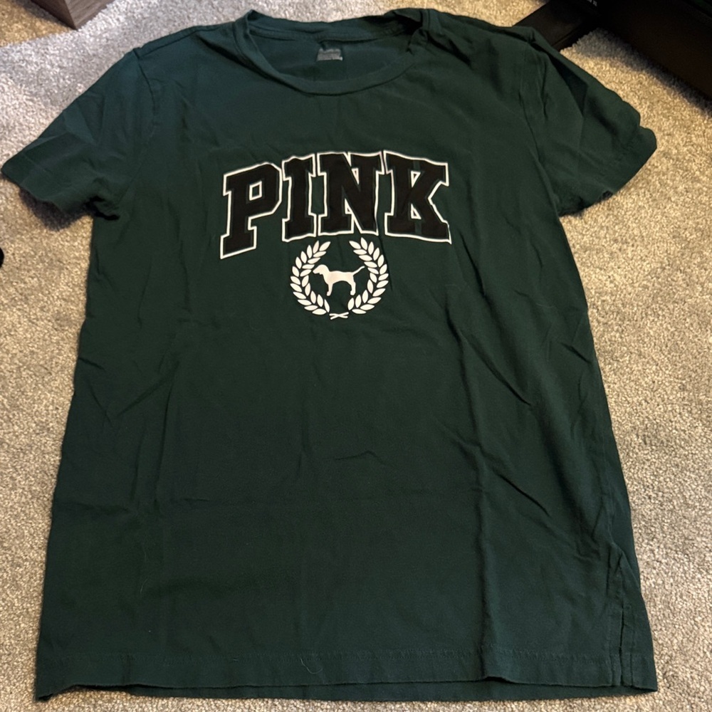 PINK Victoria's Secret Dark Green Tee
